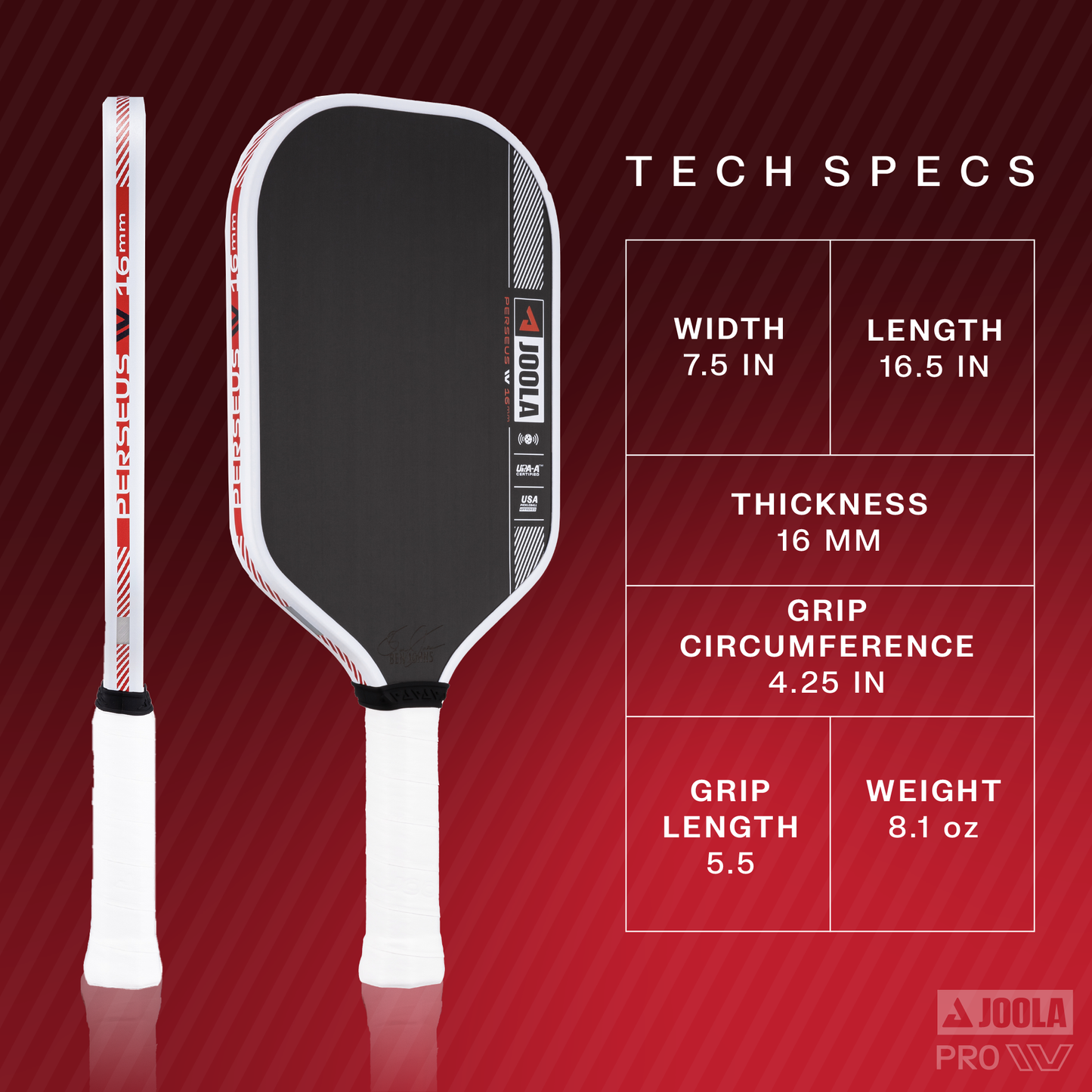 Ben Johns Perseus Pro IV Duel 16mm Pickleball Paddle
