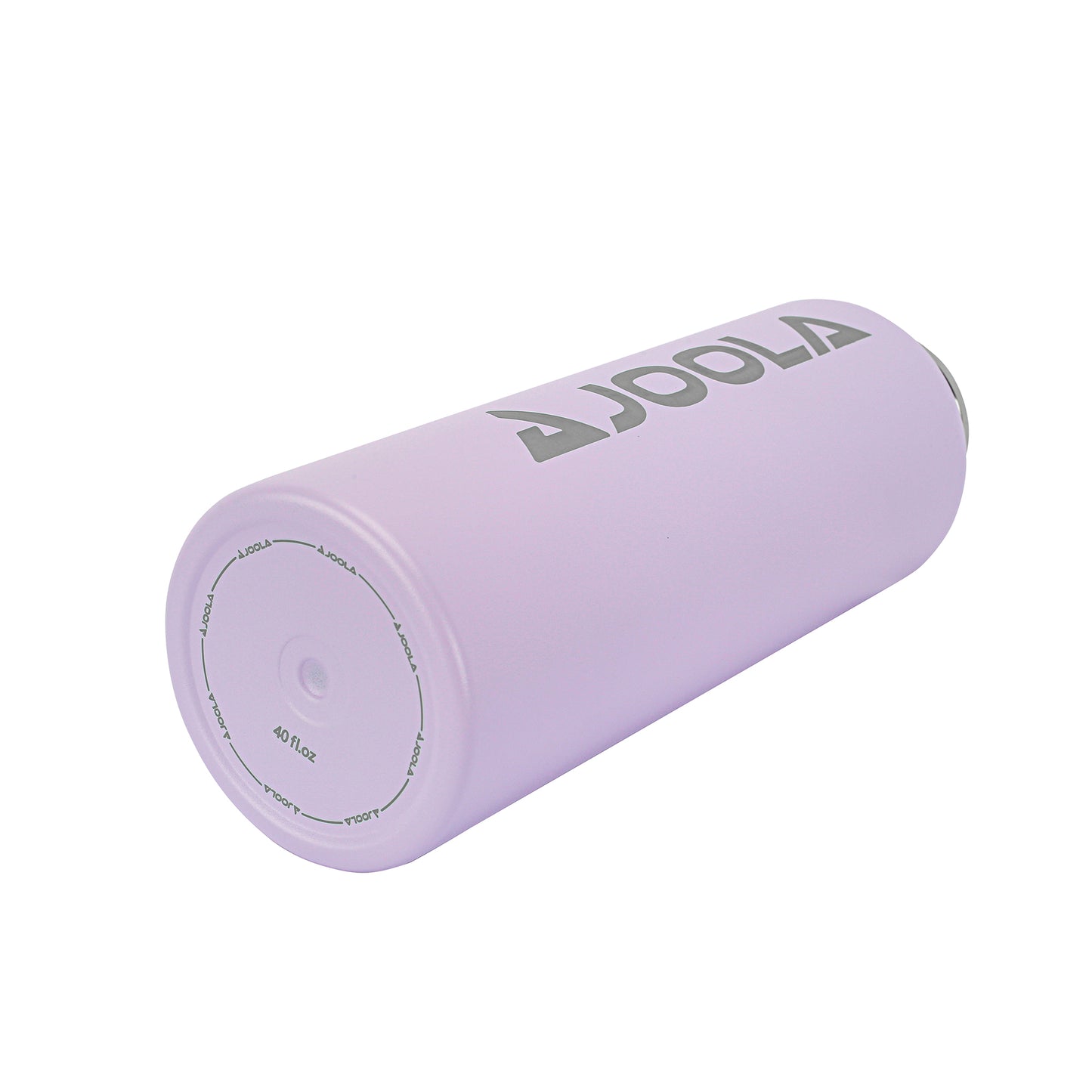 A pastel lavender Pickleball Zone Water Bottle with a silver lid is shown lying on its side. The brand name "Pickleball Zone" is printed in large gray letters along the side, and the bottom of the tumbler indicates a 40 fl. oz. capacity, offering double-wall insulation and a leak-proof spout.