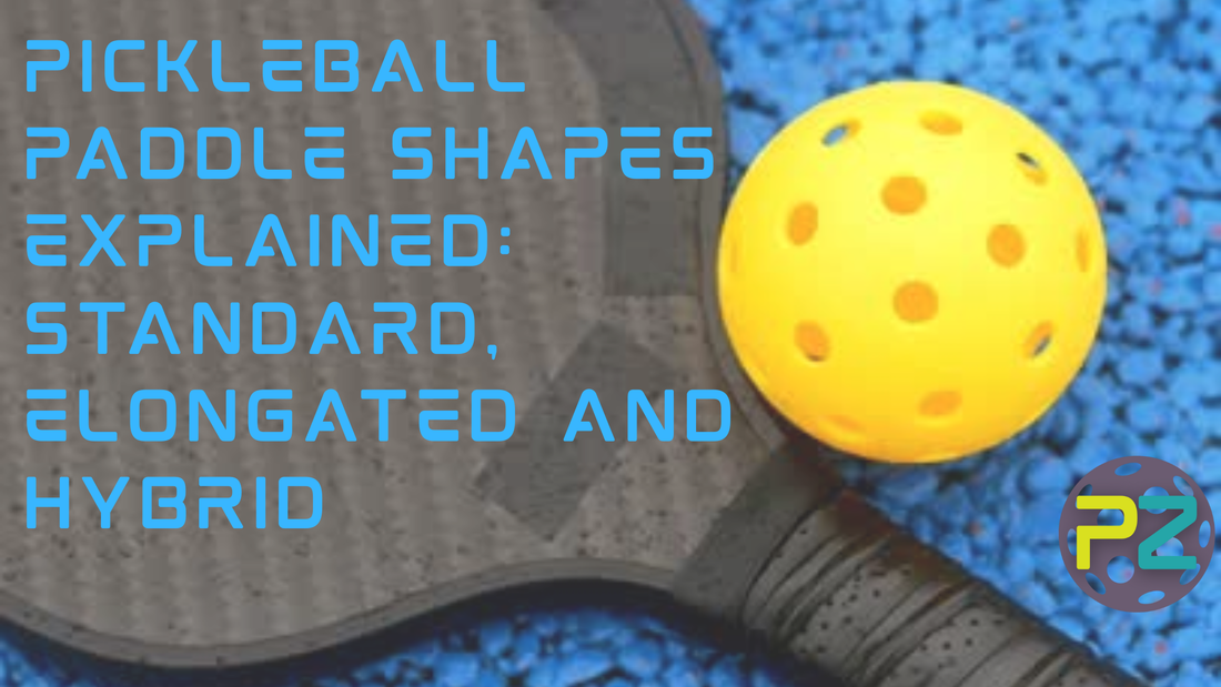Pickleball Paddle Shapes Explained: Standard, Elongated and Hybrid, pickleball racket next to a ball