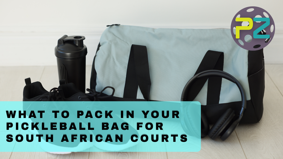 What to Pack in Your Pickleball Bag for South African Courts, pickleball gear next to a bag