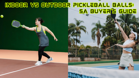 Indoor vs Outdoor Pickleball Balls: SA Buyer's Guide, 2 people playing pickleball, left side is inside and right side is outside