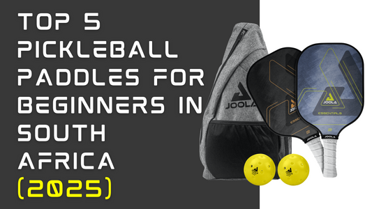 Top 5 Pickleball Paddles for Beginners in South Africa (2025) on a black and white background with Joola essential Pickleball Paddles on it