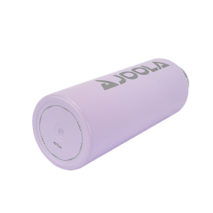 A pastel lavender Pickleball Zone Water Bottle with a silver lid is shown lying on its side. The brand name "Pickleball Zone" is printed in large gray letters along the side, and the bottom of the tumbler indicates a 40 fl. oz. capacity, offering double-wall insulation and a leak-proof spout.